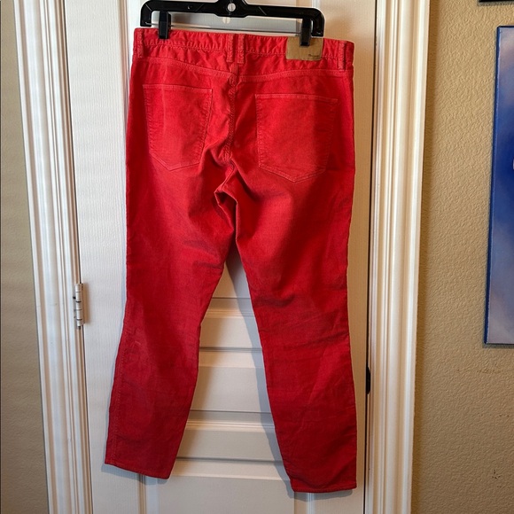 Madewell Cherry Red Corduroy Trousers Preppy Fall Tailgate Academia Mobwife - Picture 3 of 5
